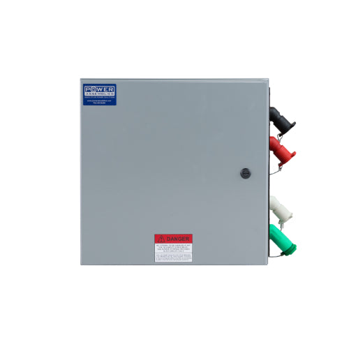 Power Assemblies Camlock Con Box, Right 45°, Threaded Post 400 Amps, 120/240 Volts, Female, Blk/Red/Wht/Grn