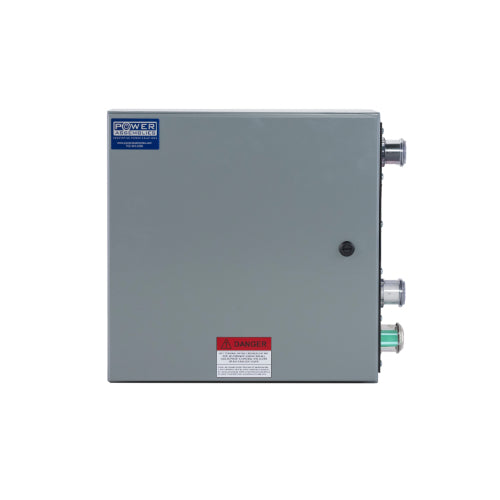 Power Assemblies Camlock Con Box, Right 90°, Threaded Post, 400 Amps, 120 Volts, Male, Blk/Wht/Grn