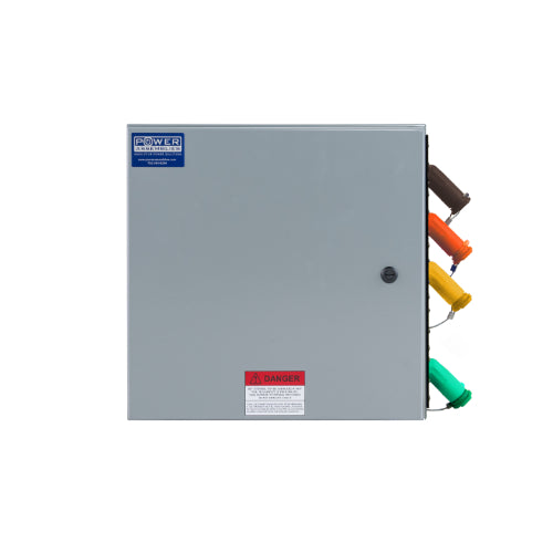 Power Assemblies Camlock Con Box, Right 45°, Threaded Post, 400 Amps, 480 Volts, Male, Brn/Org/Yel/Grn