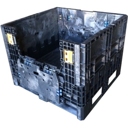 Buckhorn Collapsible Bulk Container w/ drop doors 32x30x25 - Black