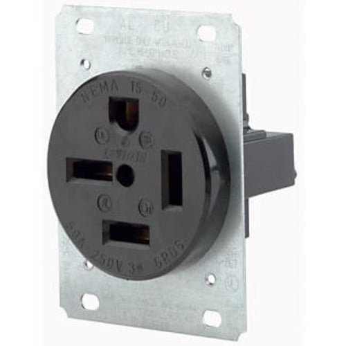 Leviton Manufacturing Company Flush Mtg Receptacle SGL 3PO 4WI 50A250V - Black