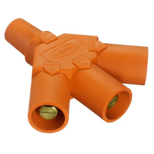 Hubbell Wiring Device-Kellems Series 16 3-Fer Tri-Taps Device, Female to Male/Male/Male - Orange Wire Connectors