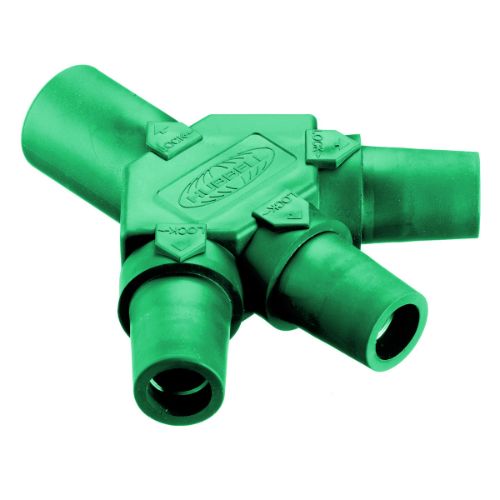 Hubbell Wiring Device-Kellems Series 16 3-Fer Tri-Taps Device, Male to Female/Female/Female - Green Wire Connectors