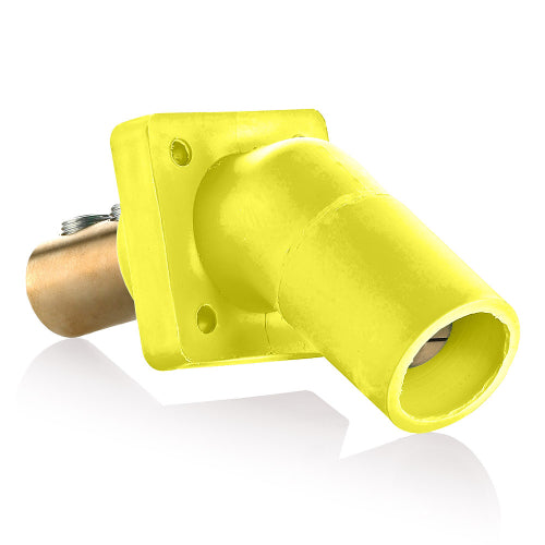 Leviton Series 16 Yellow Male Panel Receptacle, DSS, 45D Tape Nose 2/0-4/0