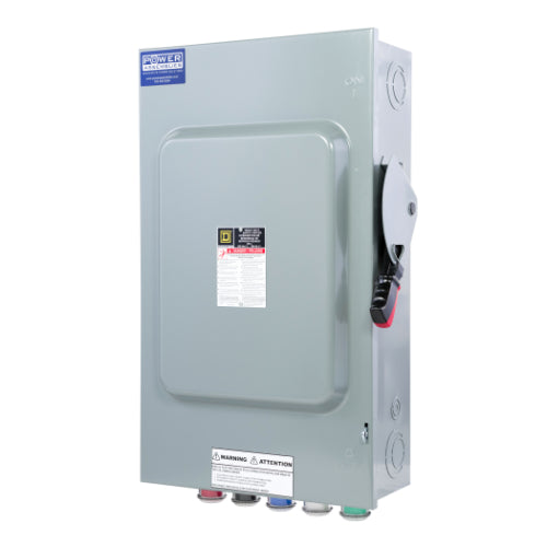 Cam Lock Connection Switch 100A, Single-Throw, Non-Fusible, Non-Switched Neutral, Cams to Source, 347/600V