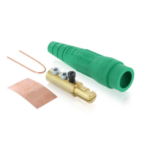 18D22-R 18 Series Cam-Type Male Detachable Plug, double set screw, green