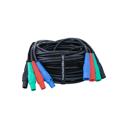 (4) 2 AWG Generator Cable Set, 25', 208V (BLK/RED/BLU/GRN) Portable Power Package