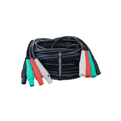 (4) 2 AWG Generator Cable Set, 25', 120/240V (BLK/RED/WHT/GRN) Portable Power Package