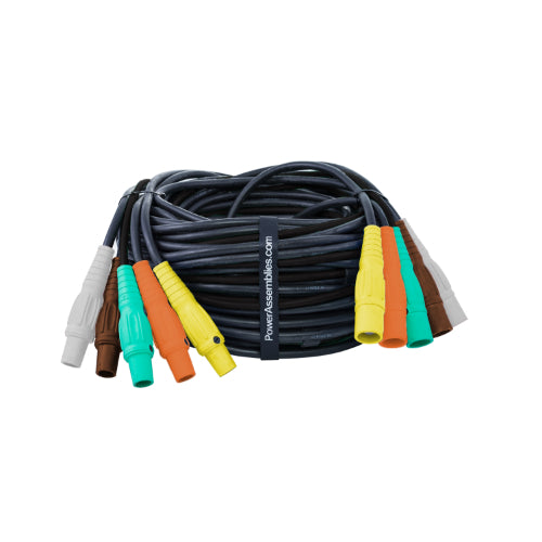 (5) 2AWG Generator Cable Set, 25', 277/480V (BRN/ORG/YEL/WHT/GRN) Portable Power Package
