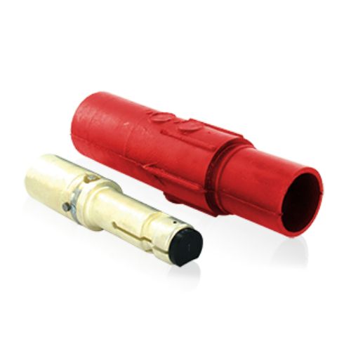 23 Series Taper Nose In-Line Latching Connector, 500-750MCM, 690 Amp Max, male, red