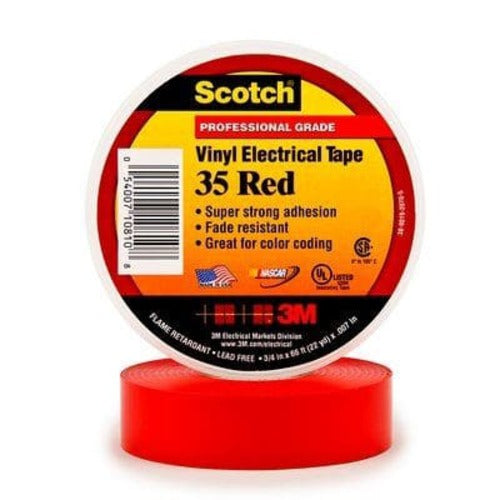 3M Company 35 Vinyl Electrical Tape, 3/4 in x 66 ft, Red, 10 Rolls