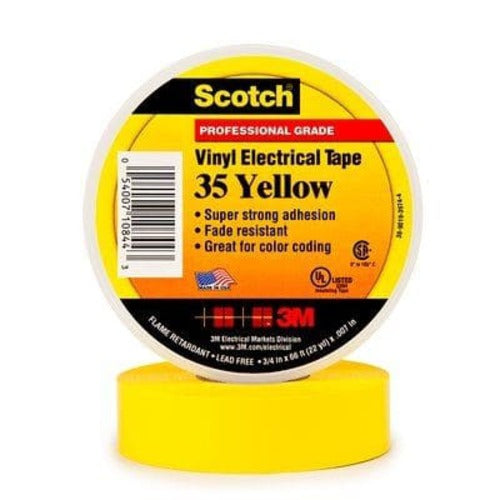 3M Company 35 Vinyl Electrical Tape, 3/4 in x 66 ft, Yellow, 10 Rolls