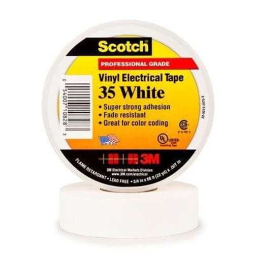 3M Company 35 Vinyl Electrical Tape, 3/4 in x 66 ft, White, 10 Rolls