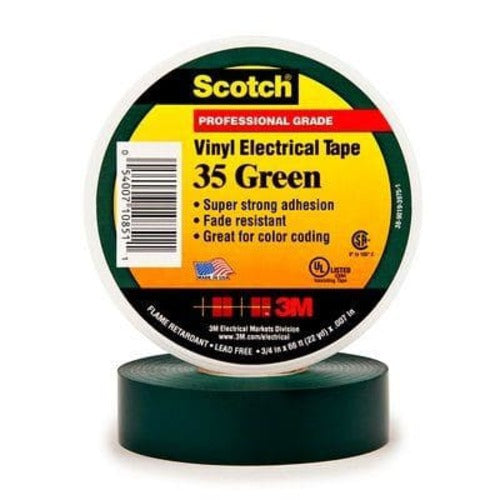 3M Company 35 Vinyl Electrical Tape, 3/4 in x 66 ft, Green, 10 Rolls