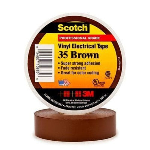 3M Company 35 Vinyl Electrical Tape, 3/4 in x 66 ft, Brown, 10 Rolls