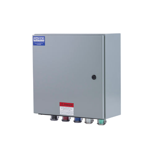 Power Assemblies Camlock Con Box, Bottom 90°, Threaded Post, 400 Amps, 120/208 Volts, Male, Blk/Red/Blu/Wht/Grn