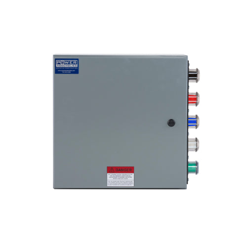 Power Assemblies Camlock Con Box, Right 90°, Threaded Post, 400 Amps, 120/208 Volts, Female, Blk/Red/Blu/Wht/Grn