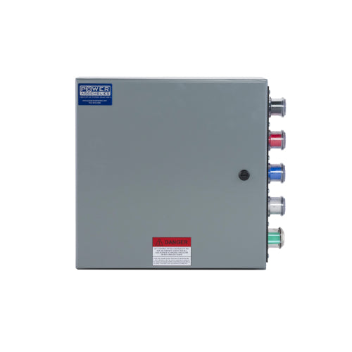 Power Assemblies Camlock Con Box, Right 90°, Threaded Post, 400 Amps, 120/208 Volts, Male, Blk/Red/Blu/Wht/Grn