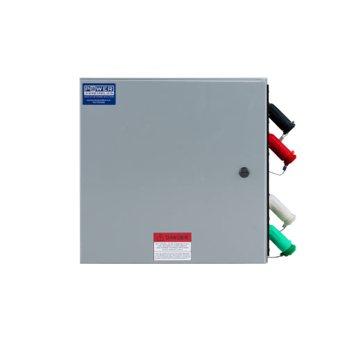 Power Assemblies Camlock Con Box, Right 45°, Double Set Screw 400 Amps, 120/240 Volts, Male, Blk/Red/Wht/Grn