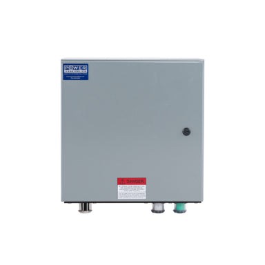 Power Assemblies Camlock Con Box, Right 45°, Double Set Screw 400 Amps, 120 Volts, Female, Blk/Wht/Grn