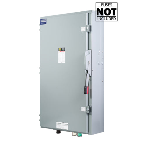 Cam Lock Connection Switch 400A, Single-Throw, Fusible, Non-Switched Neutral, Cams to Source, 120V