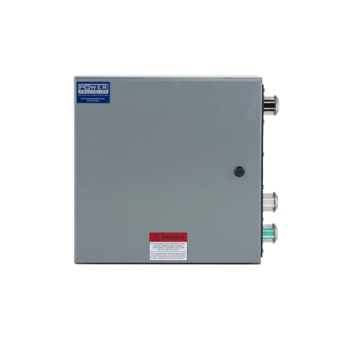 Power Assemblies Camlock Con Box, Right 90°, Threaded Post, 400 Amps, 120 Volts, Female, Blk/Wht/Grn
