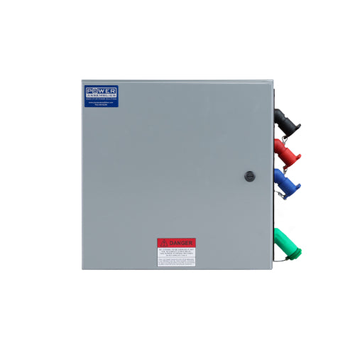 Power Assemblies Camlock Con Box, Right 45°, Threaded Post, 400 Amps, 208 Volts, Female, Blk/Red/Blu/Grn