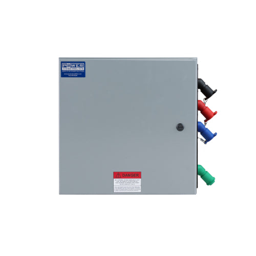 Power Assemblies Camlock Con Box, Bottom 90°, Threaded Post, 400 Amps, 208 Volts, Male, Blk/Red/Blu/Grn