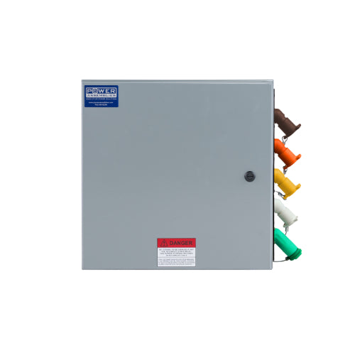 Power Assemblies Camlock Con Box, Right 45°, Threaded Post, 400 Amps, 277/480 Volts, Female, Brn/Org/Yel/Wht/Grn