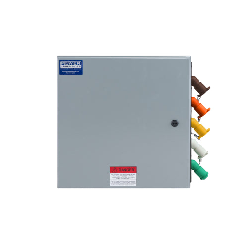 Power Assemblies Camlock Con Box, Right 45°, Threaded Post, 400 Amps, 277/480 Volts, Female, Brn/Org/Yel/Wht/Grn