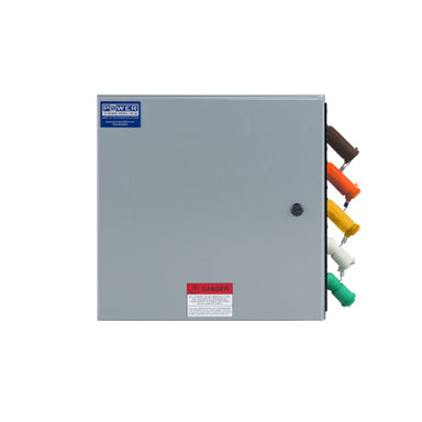 Power Assemblies Camlock Con Box, Bottom 90°, Threaded Post, 400 Amps, 277/480 Volts, Male, Brn/Org/Yel/Wht/Grn