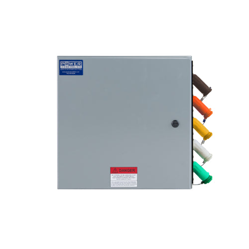 Power Assemblies Camlock Con Box, Right 45°, Threaded Post, 400 Amps, 277/480 Volts, Male, Brn/Org/Yel/Wht/Grn