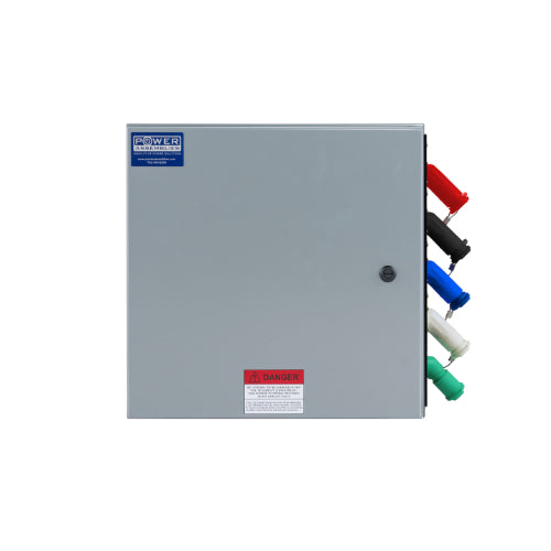 Power Assemblies Camlock Con Box, Right 45°, Threaded Post, 400 Amps, 347/600 Volts, Male, Red/Blk/Blu/Wht/Grn