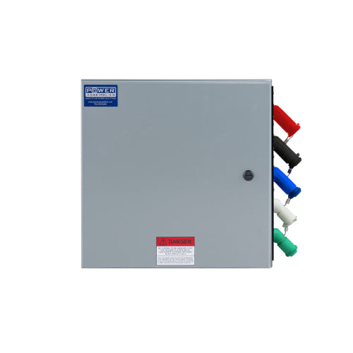 Power Assemblies Camlock Con Box, Right 45°, Threaded Post, 400 Amps, 347/600 Volts, Male, Red/Blk/Blu/Wht/Grn