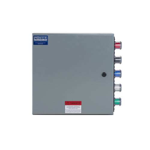 Power Assemblies Camlock Con Box, Right 90°, Threaded Post, 400 Amps, 347/600 Volts, Male, Red/Blk/Blu/Wht/Grn