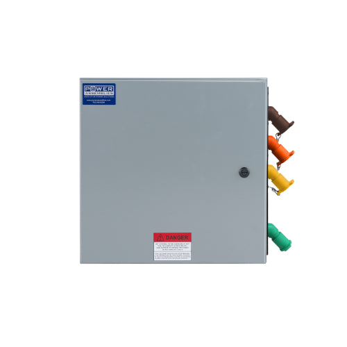 Power Assemblies Camlock Con Box, Right 45°, Threaded Post, 400 Amps, 480 Volts, Female, Brn/Org/Yel/Grn