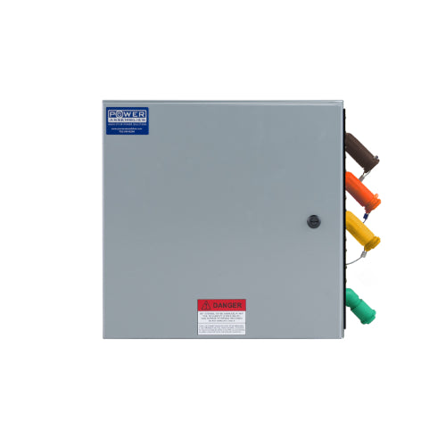 Power Assemblies Camlock Con Box, Right 45°, Threaded Post, 400 Amps, 480 Volts, Male, Brn/Org/Yel/Grn