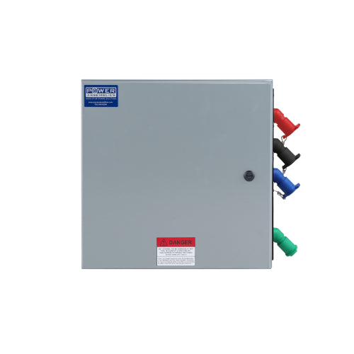 Power Assemblies Camlock Con Box, Right 45°, Threaded Post, 400 Amps, 600 Volts, Female, Red/Blk/Blu/Grn