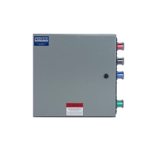 Power Assemblies Camlock Con Box, Right 45°, Threaded Post, 400 Amps, 600 Volts, Male, Red/Blk/Blu/Grn