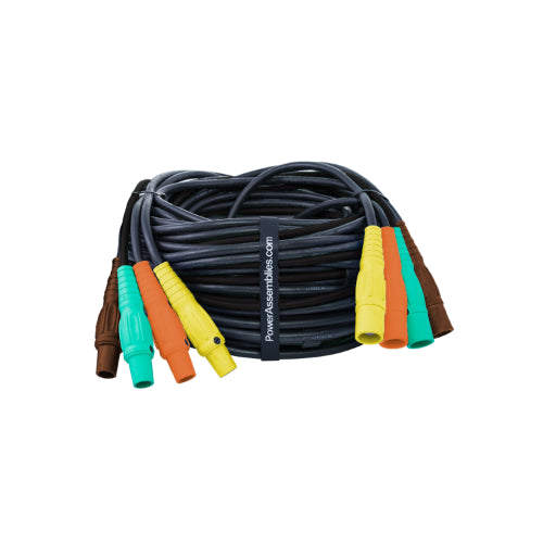 (4) 2 AWG Generator Cable Set, 25', 480V (BRN/ORG/YEL/GRN) Portable Power Package