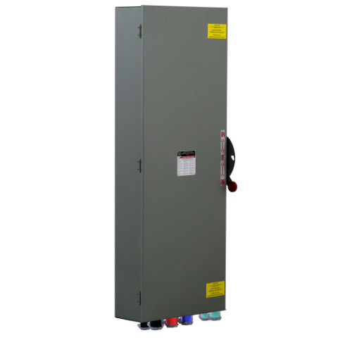 Power Assemblies Cam Lock Connection Switch 600A, Double-Throw, Non-Fusible, No Neutral, Cams to Source, 208V