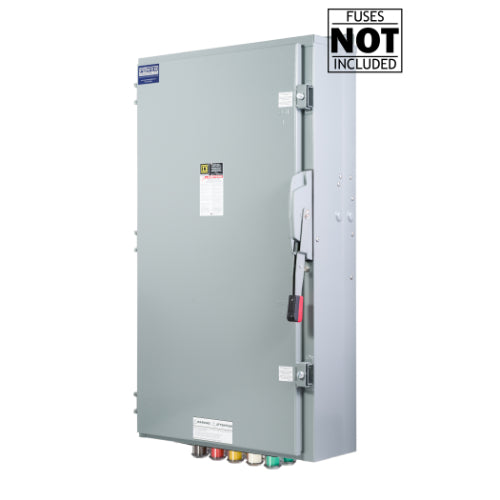 Cam Lock Connection Switch 600A, Single-Throw, Fusible, Non-Switched Neutral, Cams to Load, 277/480V