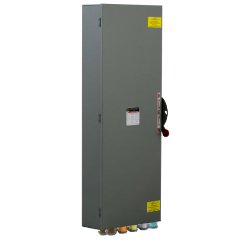 Power Assemblies Cam Lock Connection Switch 600A, Double-Throw, Non-Fusible, Non-Switched Neutral, Cams to Source, 277/480V