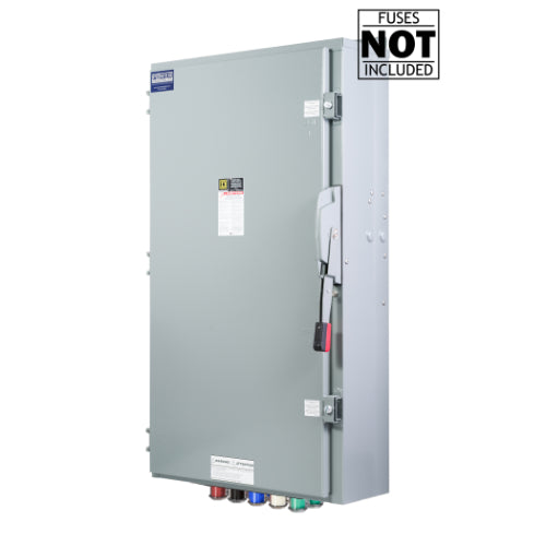 Cam Lock Connection Switch 600A, Single-Throw, Fusible, Non-Switched Neutral, Cams to Load, 347/600V