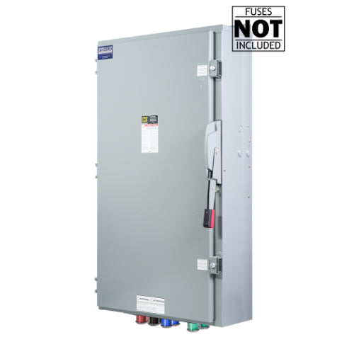 Cam Lock Connection Switch 600A, Single-Throw, Fusible, No Neutral, Cams to Load, 600V