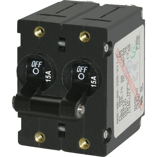 A-Series Black Double Pole 15A Circuit Breaker