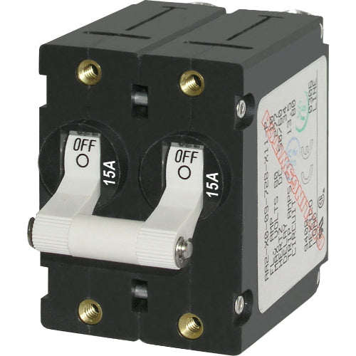 A-Series White Double Pole 15A Circuit Breaker