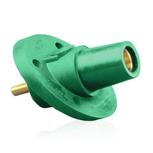 17 Series Female Panel Mount CAM Locks, Threaded Stud Termination, 250-750MCM, 690 Amp Max, green