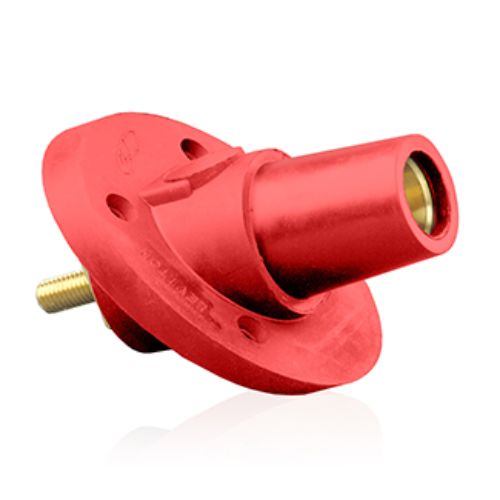 17 Series Female Panel Mount CAM Locks, Threaded Stud Termination, 250-750MCM, 690 Amp Max, Red