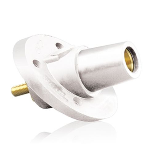 17 Series Female Panel Mount CAM Locks, Threaded Stud Termination, 250-750MCM, 690 Amp Max, White